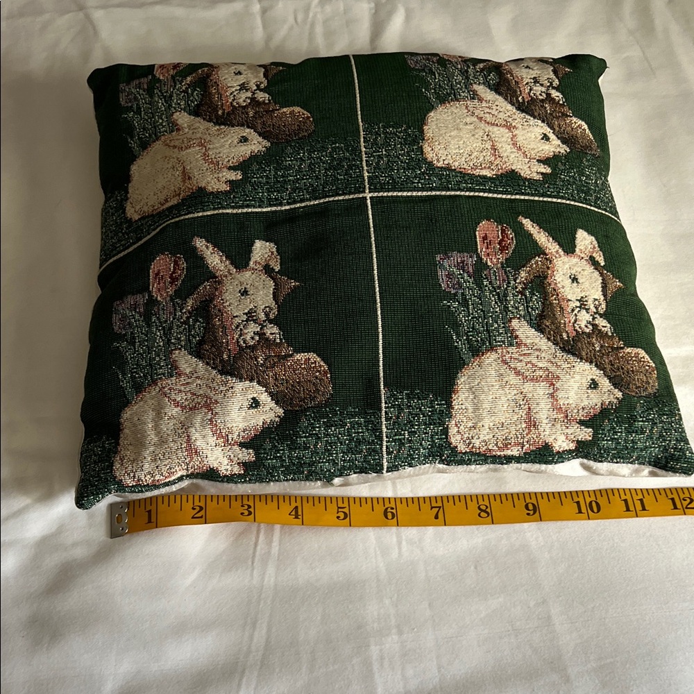 Green Pillow with Rabbit Design - Picture 4 of 5
